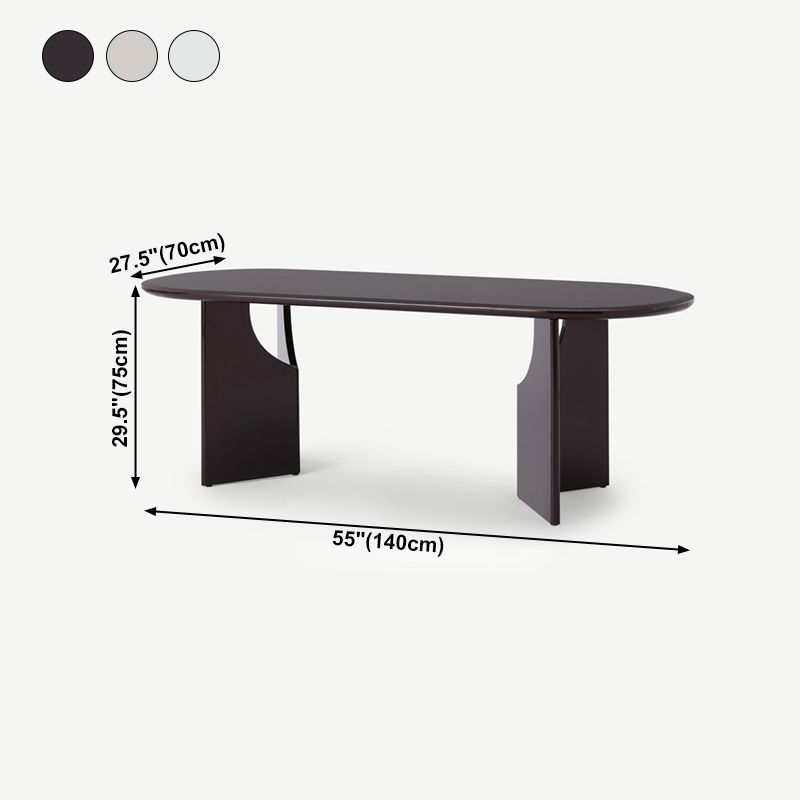 Moderne binnenhouttafel voor restaurant ovale eettafel met dubbele voetstukbasis