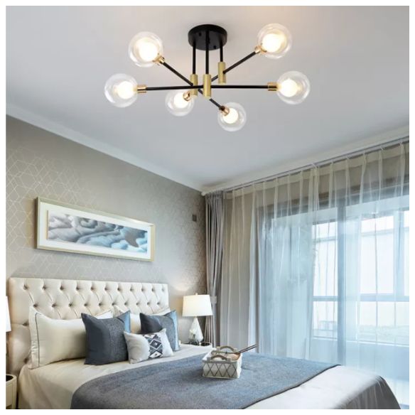 Plafonnier semi-encastré pour salon Global, éclairage de plafond simple en verre noir