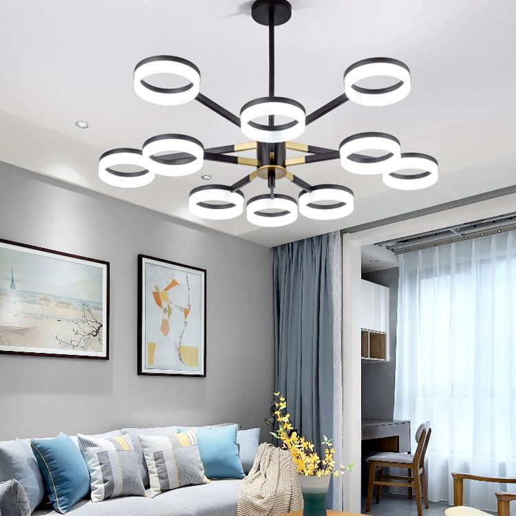 Modern Chandelier Lights Multiple Rings Pendant Lighting Fixtures Metal Chandelier
