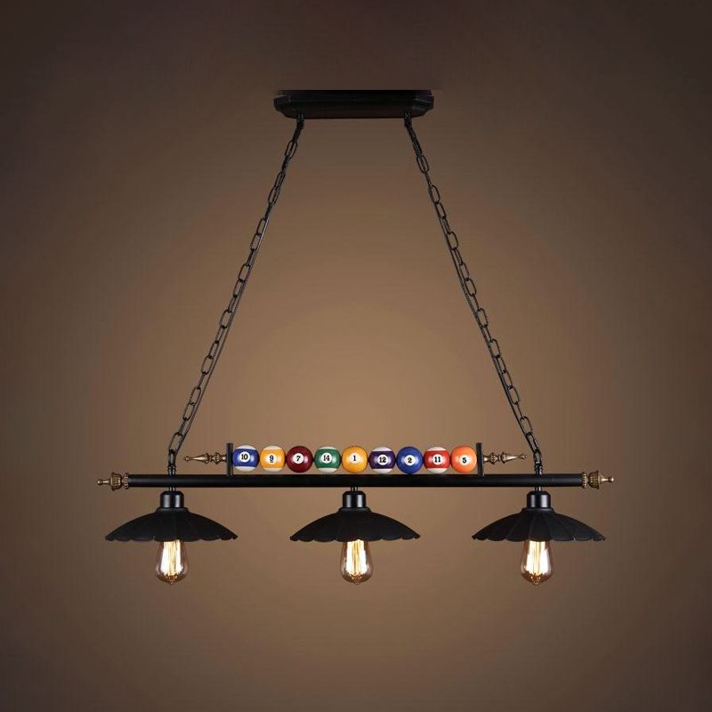Luces de araña de araña de isla ligera de isla de estilo industrial en negro para restaurante