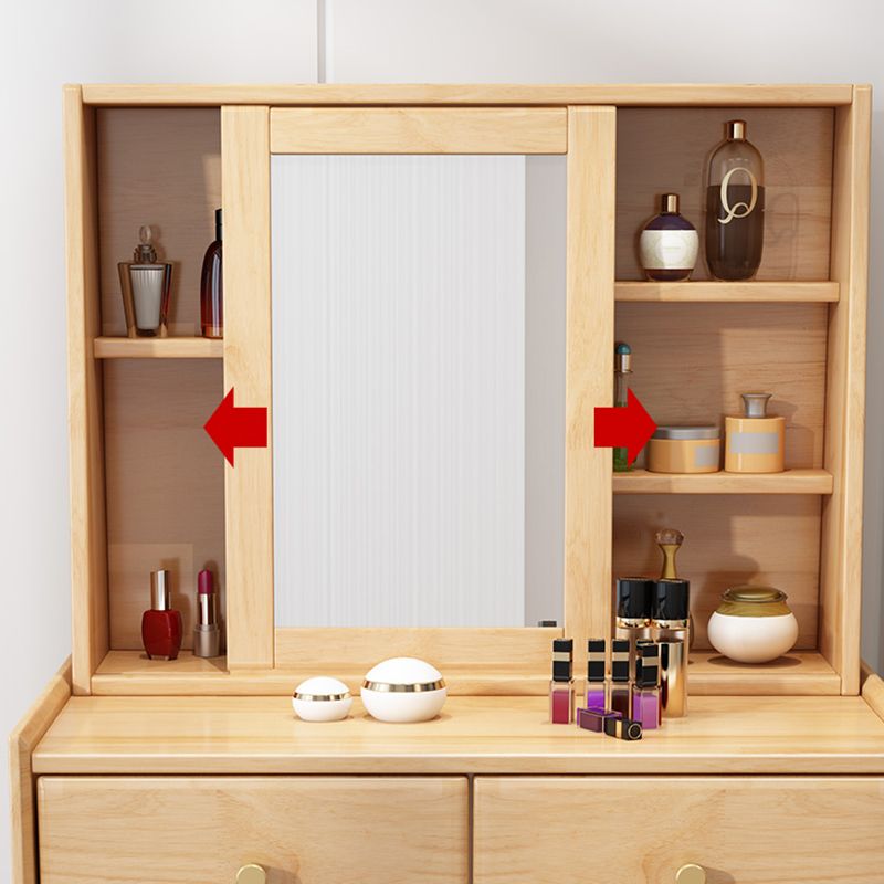 Scandinavian Dressing Table with Mirror and 2-Drawers Solid Wood