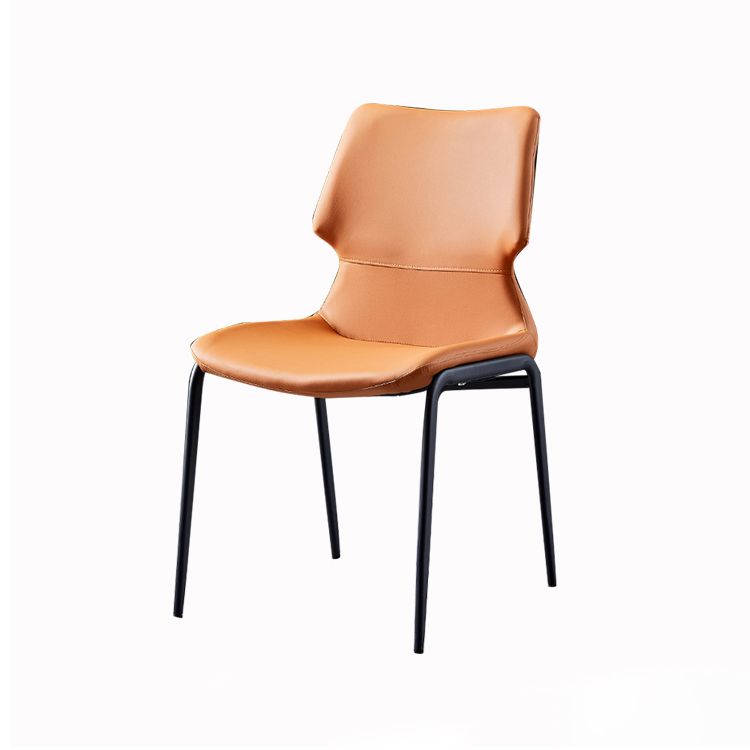 Chaises de salle à manger en cuir de style contemporain chaises sans bras avec des jambes en métal