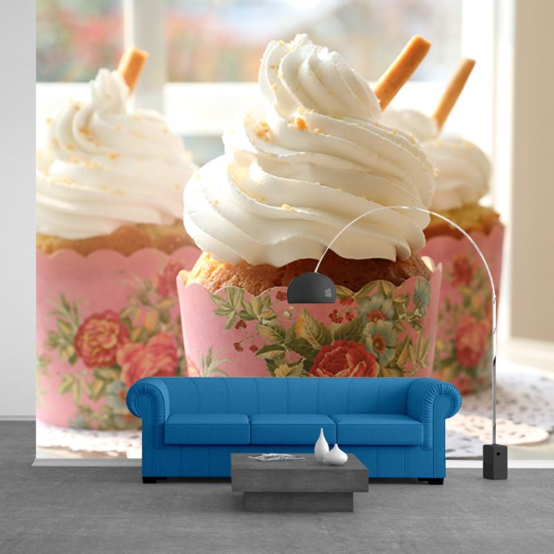 Cup Cake Mural Decal Stain Resistant Cake Shop Wall Covering, Personalised Size