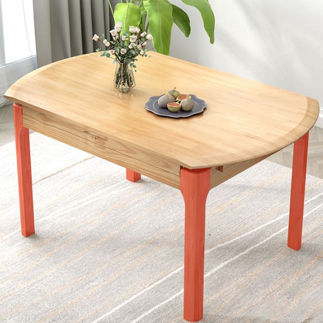 Modern Round Rubberwood Retractable Dining Table with 4 Legs