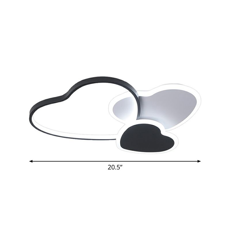 Schwarz liebevolles Herz Flush Mount Light Moderne Metall -LED -Decke Flush Leuchte für Schlafzimmer