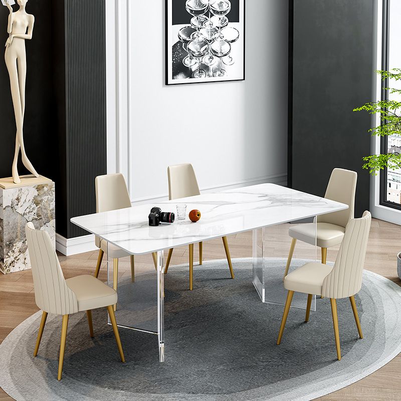 Modern Rectangle Sintered Stone Dining Table Set 1/2/5/6/7 Pieces Dining Set