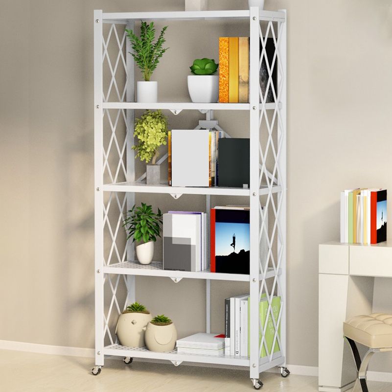 Steel Bookcase, 14.5" W, Geometric 3/4/5-Shelf Stackable Bookshelf Shelves