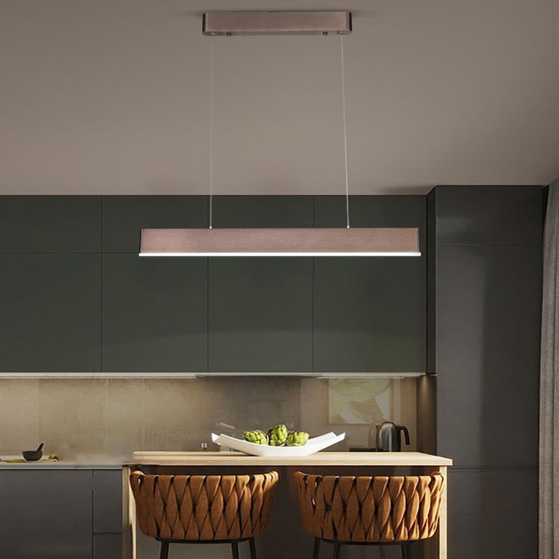 Modern Aluminum Island Light Rectangle 1-Light Restaurant Hanging Lamp with Acrylic Shade