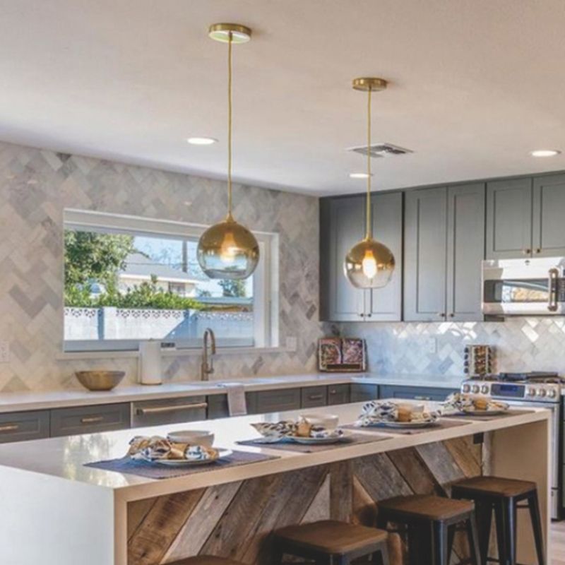 Salle à manger sphérique Lumière ombre Verre Single-bulbe Nordic Pendant Lightture