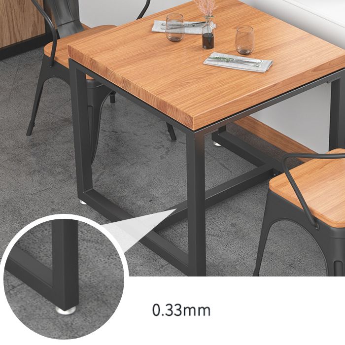 Mesa de comedor de madera maciza de estilo industrial, mesa cuadrada con base de caballete para comedor