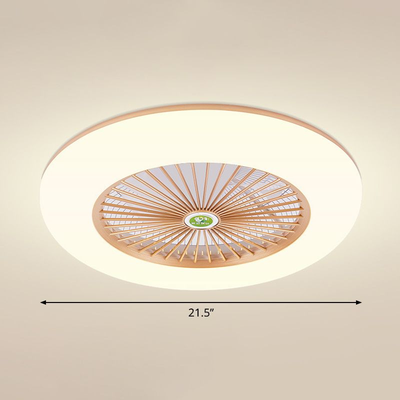 5 Klingen runde Schlafzimmer Deckenventilator Leuchtmetall Nordic LED Semi Flush Mount Lampe mit Fernbedienung, 19,5 "breit