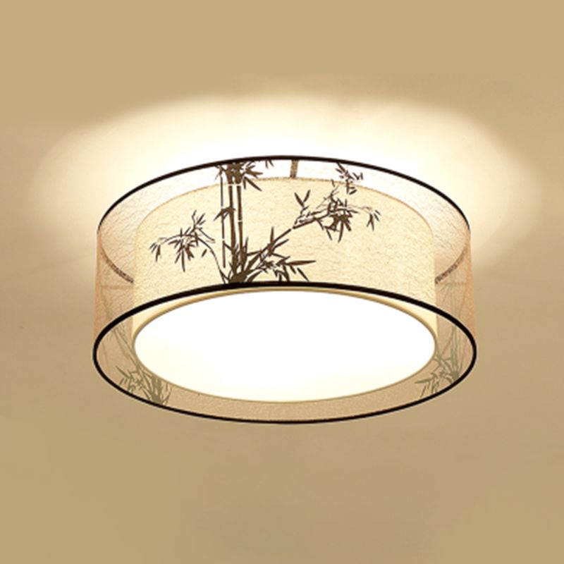 Plafonnier encastré beige en tissu de style chinois pour salon