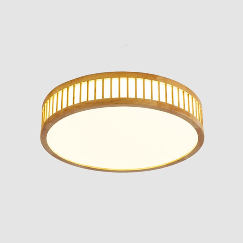 Log Color Geometric LED Flush Mount in Modern Creative Style Wooden Ceiling Light with Acrylic Shade