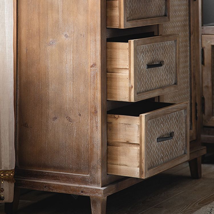 Industrial Wooden Cabinet with Doors and Drawers Distressed Wood Cabinet