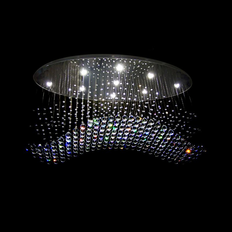 LED-Kristallkugel-Deckenleuchte, moderne Chrom-Kaskaden-Schlafzimmer-Unterputzleuchte