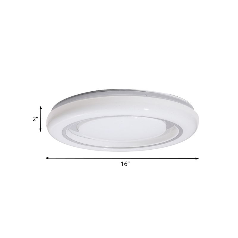 16"/19,5" Durchmesser LED-Schlafzimmer-Unterputzleuchte, moderne schwarz-weiße Deckenleuchte mit kreisförmigem Acrylschirm in warmem/weißem Licht