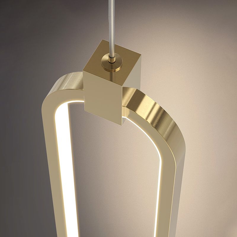 Camera da letto geometrica a sospensione a sospensione Luce in metallo LED minimalista Afferma del soffitto in oro