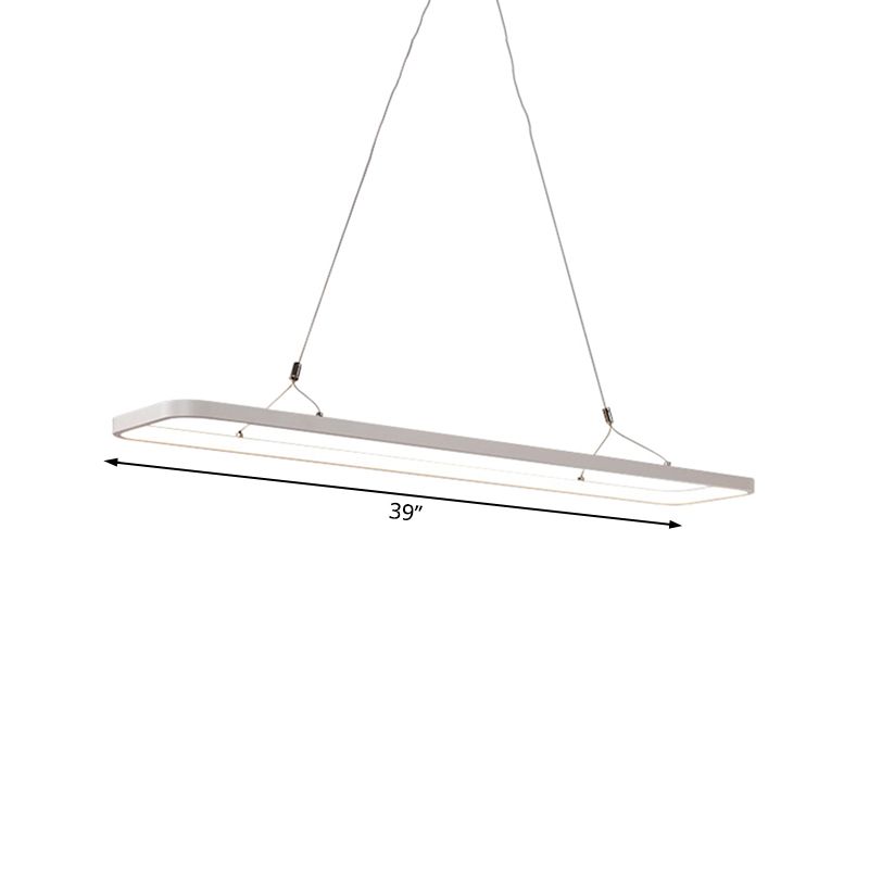 Colgante de suspensión de cocina lineal acrílico 39 "/47" LED de techo simple de ancho de ancho sobre isla con luz cálida/blanca