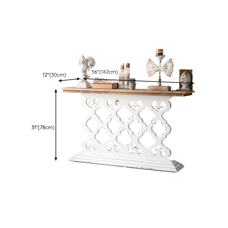Wood French Country Console Table Distressed Accent Table with Shelf