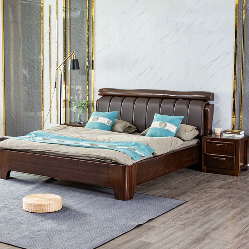 Solid Wood Standard Bed Walnut Bed Frame with Custom Gold Legs