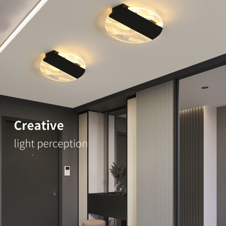 Lámpara de techo de plumas de hierro forjado con montaje empotrado LED geométrico creativo moderno con pantalla acrílica