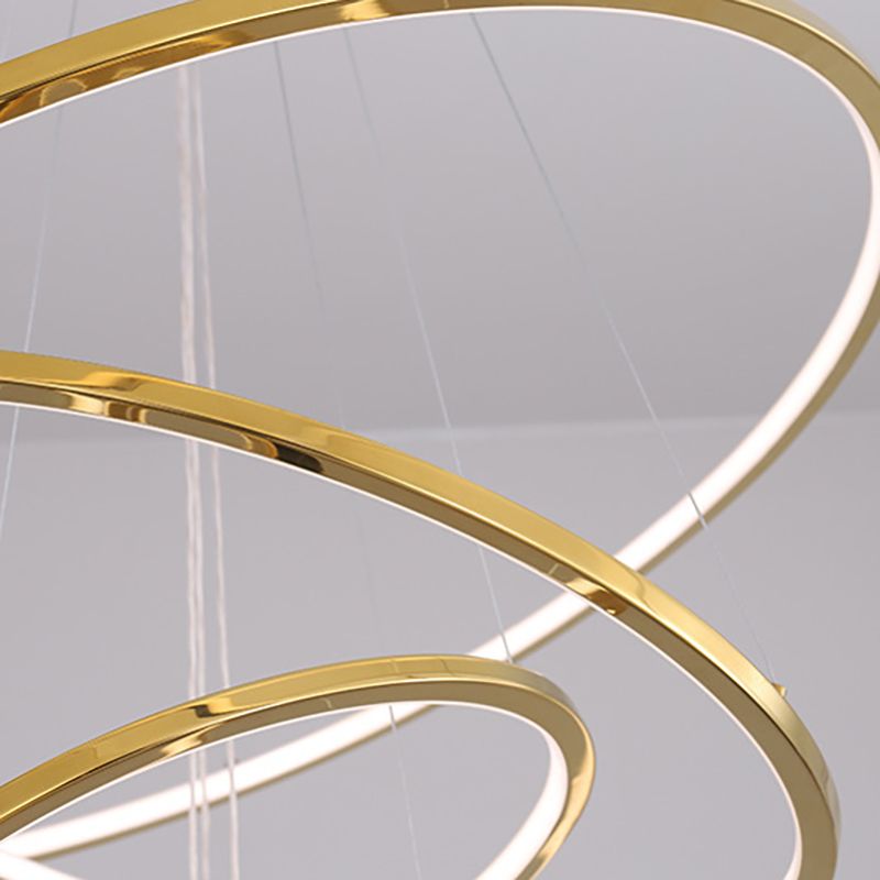 Modern Metal Chandelier Multi-Layer Circle Chandelier Pendant Lamps in Gold for Living Room