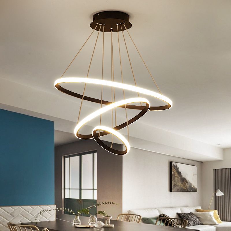 Multi-Tier Chandelier Light Fixtures Modern 3-Light Chandelier Pendant Lamp with Acrylic Shade