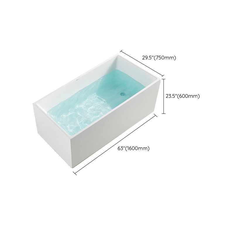 Modern Rectangle White Acrylic Bathtub Back to Wall with Drain Bath Tub