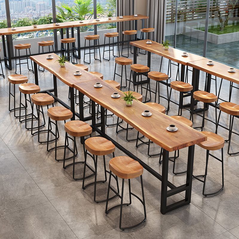 Solid Wood Dining Stool Contemporary Bar Stools with Footrest