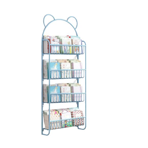 Contemporary Wall Mounted Bookshelf Metal Closed Back Bookcase for Home