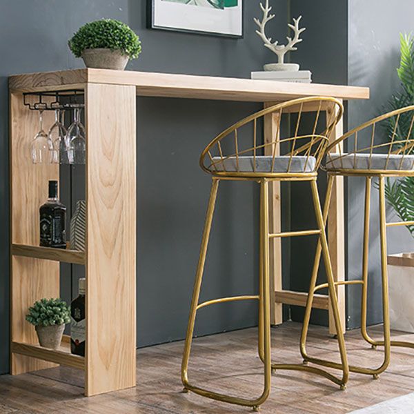 Modern Bar Table Set 1/3 Pieces Rectangle Pine Wood Counter Table for Milk Tea Shop