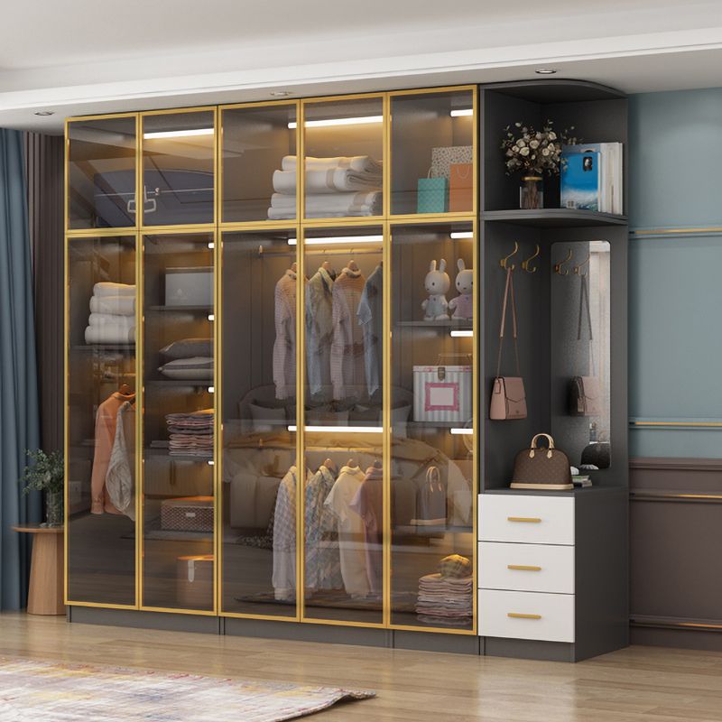 Modern Style Wooden Wardrobe Cloth Rod Included Wardrobe Closet for Bedroom