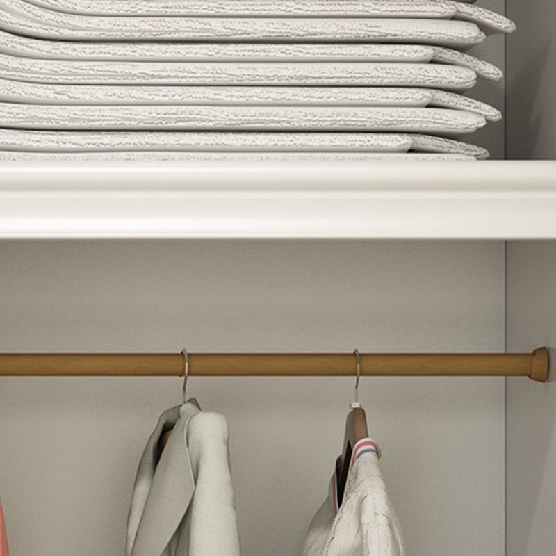 Hinged White Wardrobe Armoire Engineered Wood Wardrobe Closet