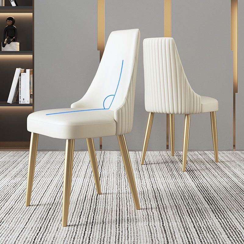 Scandinavian Armless Solid Back Chair for Home Leather Dining Side Chair