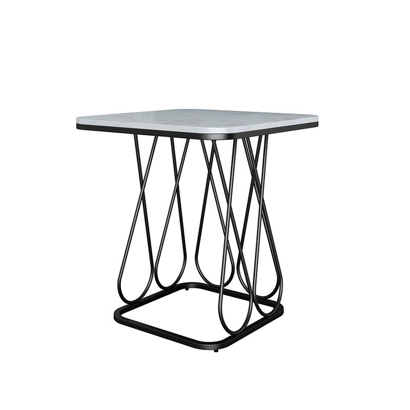 Frame Base Design Black/gold Metal Black White/white Marble Top Round Side Table