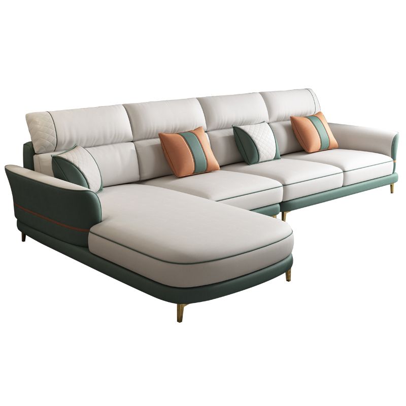 Glam 38.18 " H Faux Leather Flared Arm Sofa & Chaise for Living Room