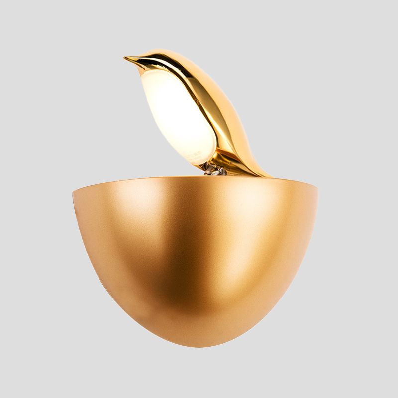 Silver/Gold Birdie Wall Lamp Kids Aluminum LED Sconce Light Fixture with Quarter Sphere Stand
