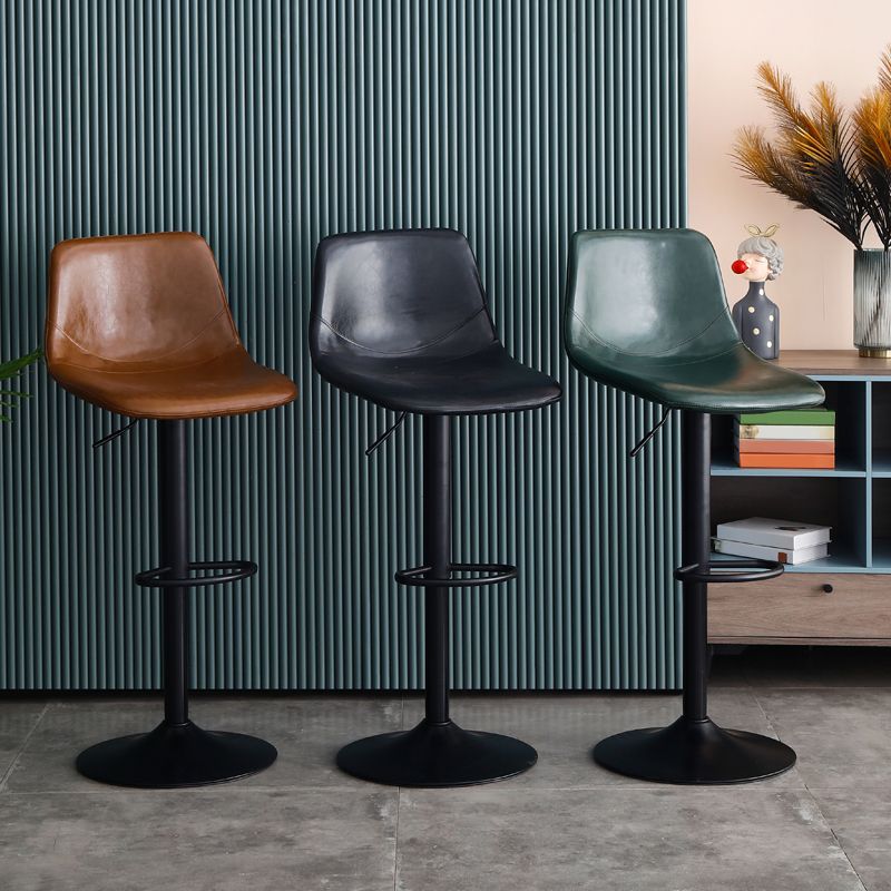 Adjustable Height Swivel Armless Bar Stool with Black Metal Base