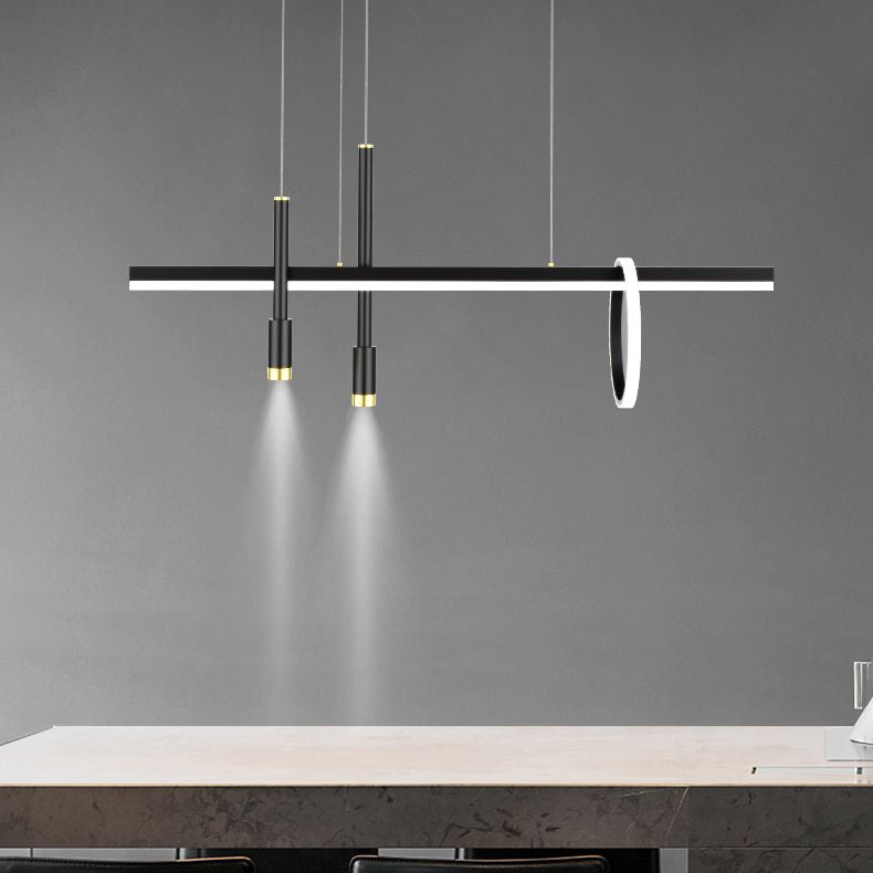 Luce a ciondolo a LED LED LINEAR BLACE Light a soffitto in ferro battuto in stile moderno con tonalità in alluminio