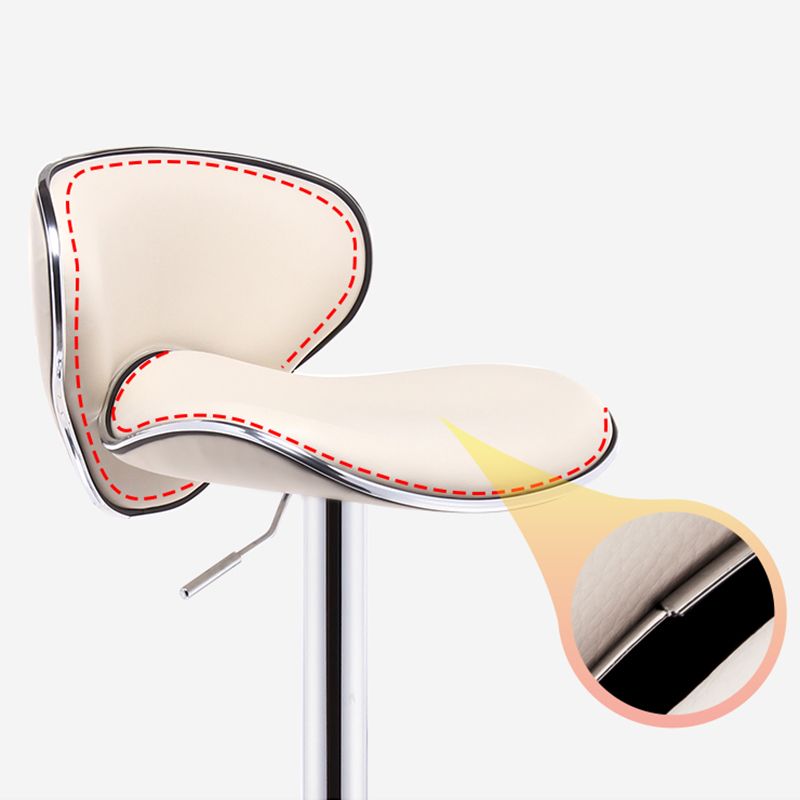 Modern Rotatable Backrest Counter Stool Steel Cashier Bar Stool with Leather Cushion