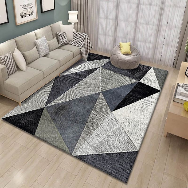 Black Minimalist Rug Blending Graphic Rug Washable Indoor Rug for Drawing Room
