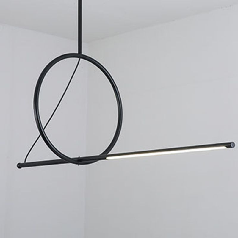 Geometric Island Lighting Fixtures Modern Chandelier Metal 1 Light Island Lamps in Black