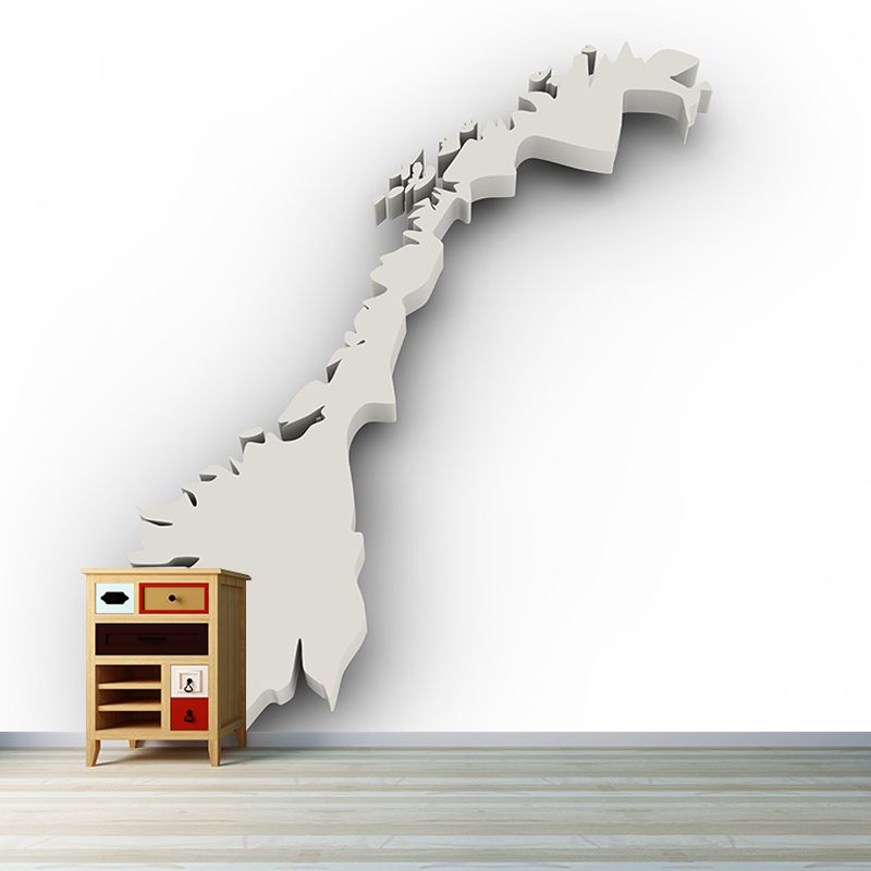 Mildew Resistant Map Wall Mural Horizontal Illustration for Wall Decor