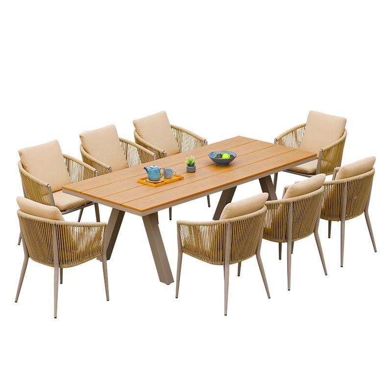 Bohemian Style Dining Table Set 1/3/5/7 Piece Wood and Metal Dining Set for Patio