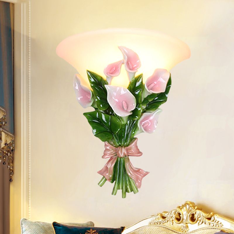 Bouquet de résine Flush Mount moderne 1 Murau clair Appiculture de lumière en noir / vert avec verre givré en opale