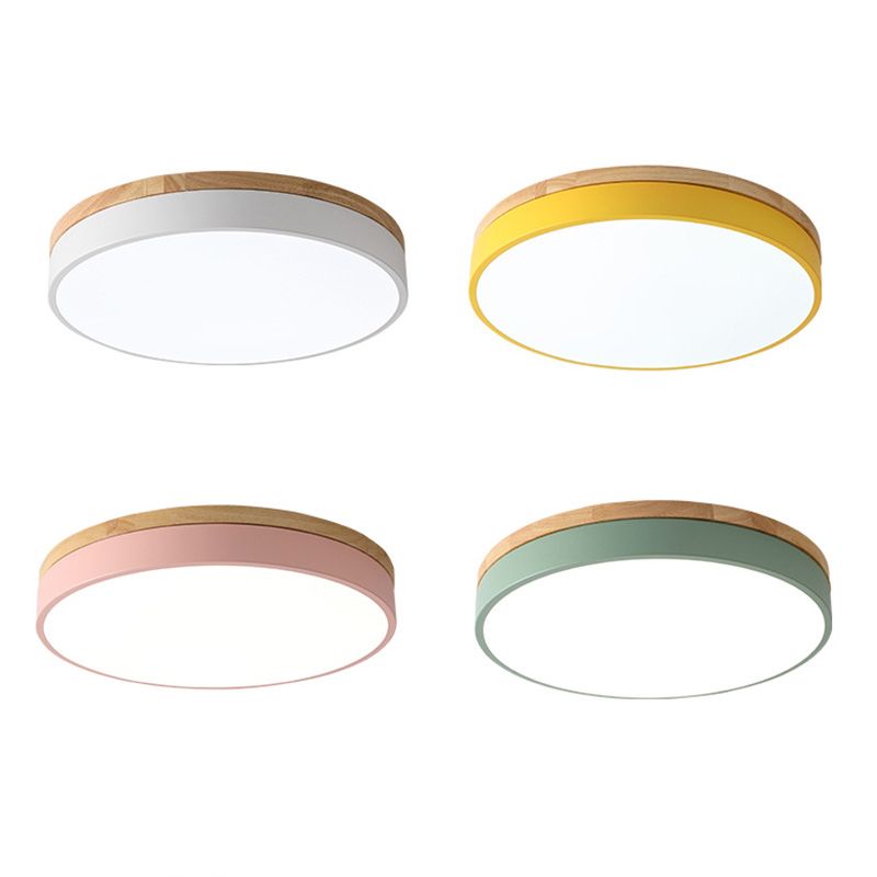 Plafonnier encastré à 1 lumière à abat-jour rond, de style simple et moderne