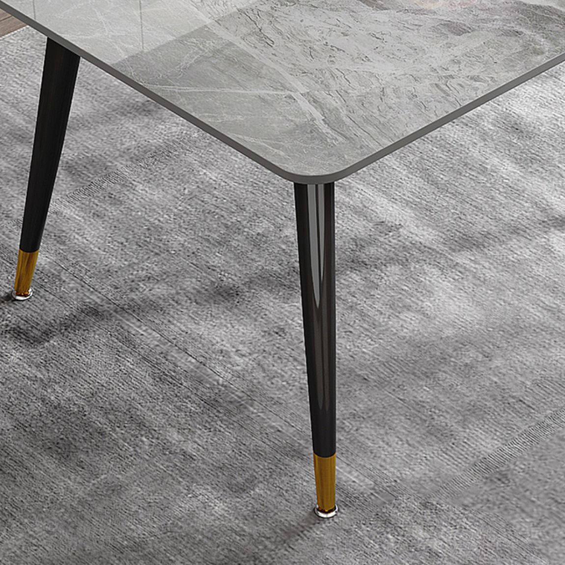 Glam Style Furniture Rectangle Stone Dining Room Table for Kitchen