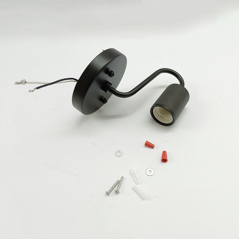 Modern Wall Sconce Cylinder Shape Wall Light with Metal Shade for Bedroom in Black