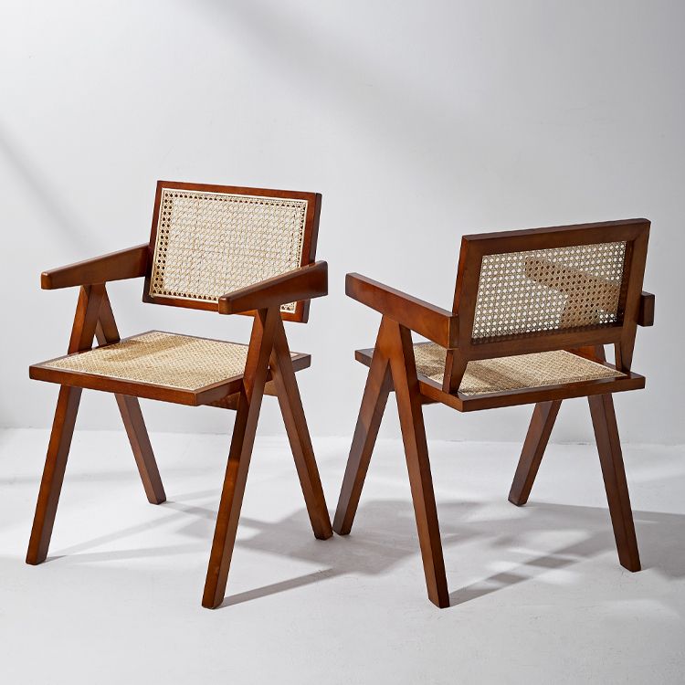 Contemporary Style Chairs Dining Arm Chair with Wooden Legs for Kitchen