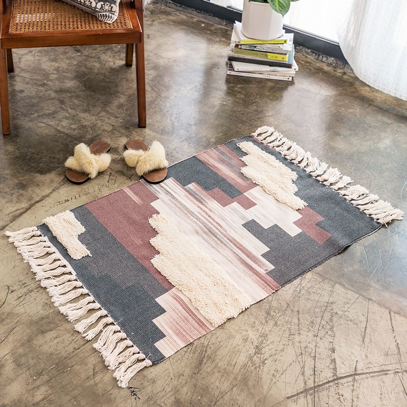 Ethnische Baumwollmischfläche Teppich Tribal Print Innenteppich Rand Teppich für die Heimdekoration